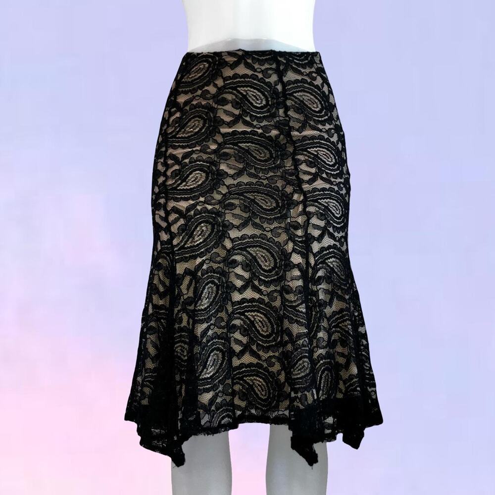 Vintage 90s y2k black lace fairycore assymetrical skirt